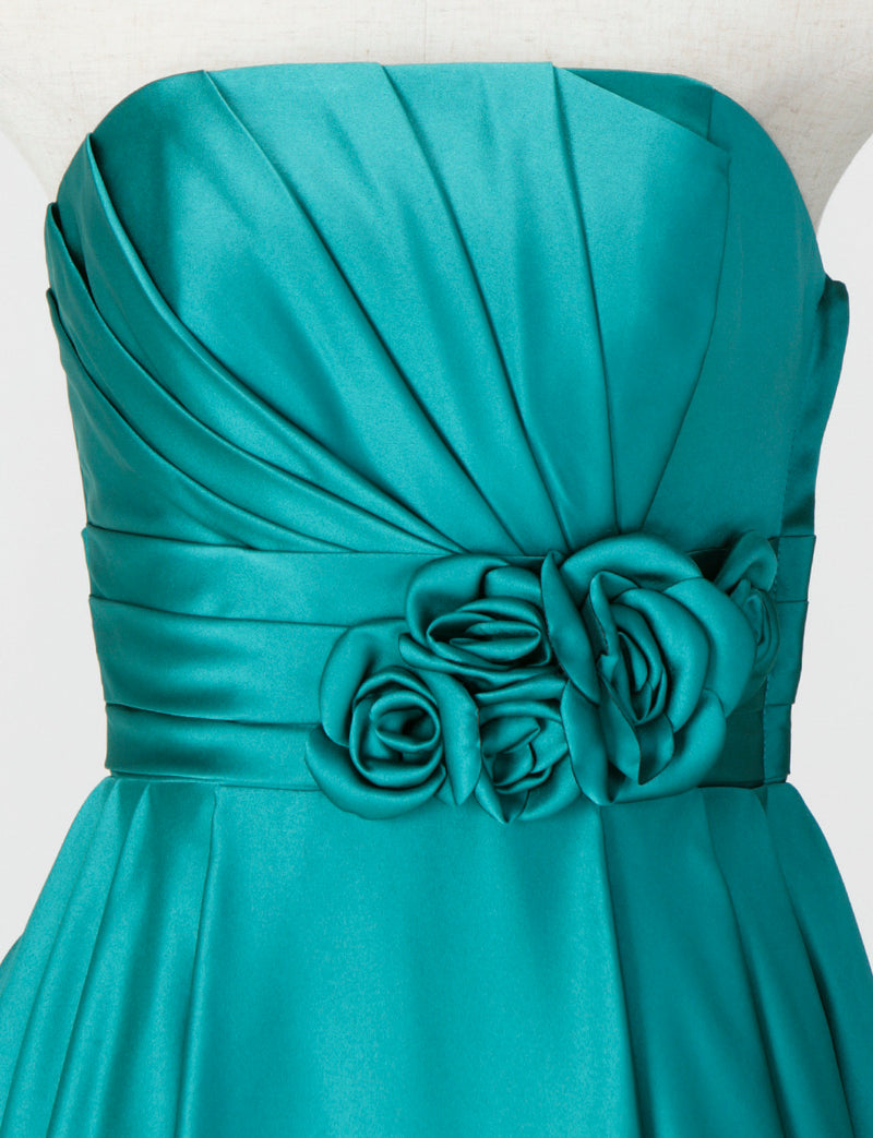 TWEED DRESS(ツイードドレス)のオールドグリーンロングドレス・サテン ｜TH1407-OGNのトルソー上半身正面画像です。