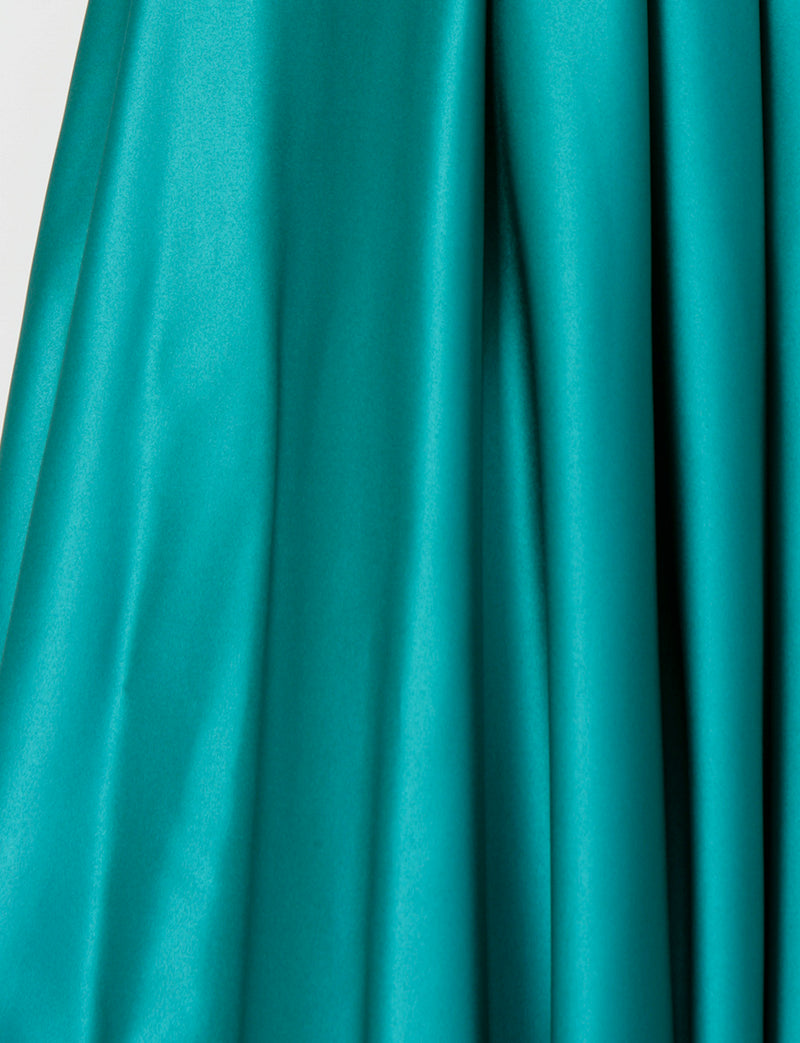 TWEED DRESS(ツイードドレス)のオールドグリーンロングドレス・サテン ｜TH1407-OGNのスカート生地拡大画像です。