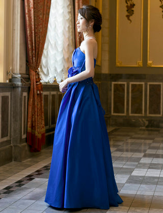 TWEED DRESS(ツイードドレス)のロイヤルブルーロングドレス・タフタ ｜TH1408-RBLの全身側面画像です。