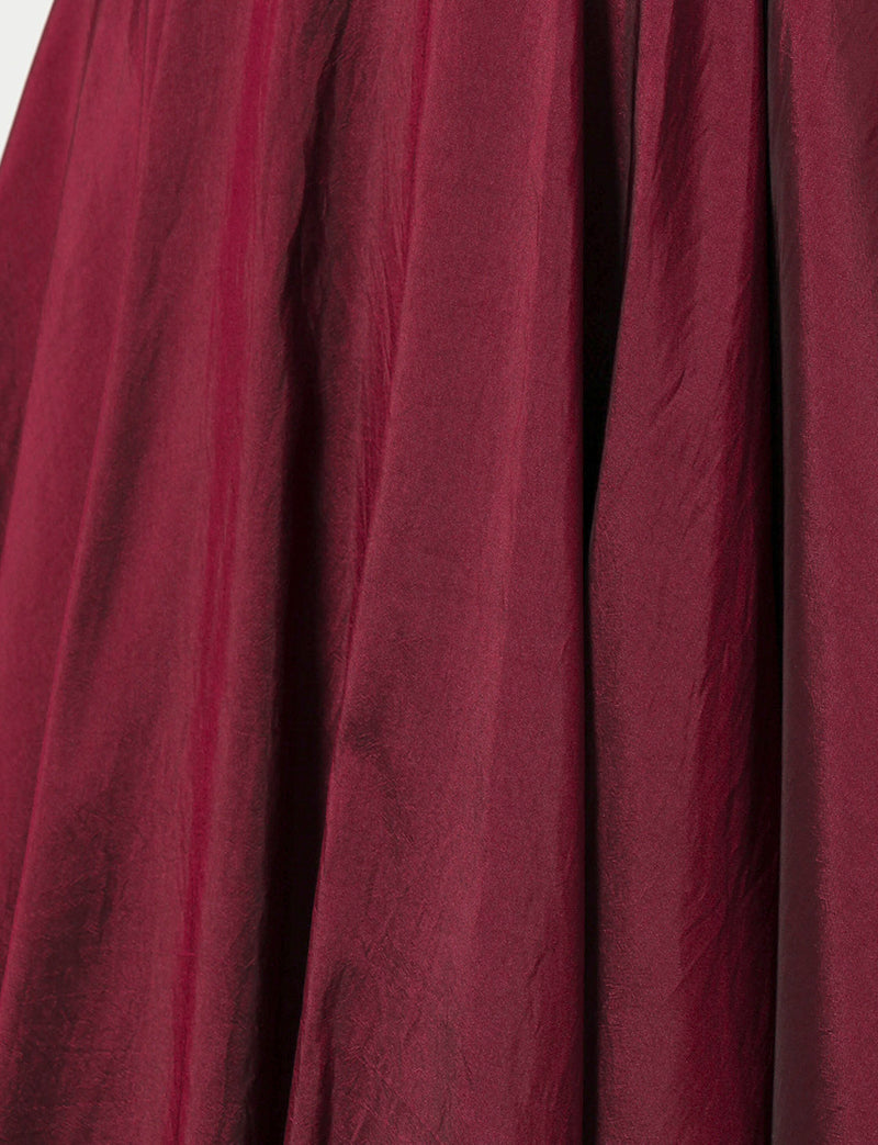 TWEED DRESS(ツイードドレス)のワインレッドロングドレス・タフタ ｜TH1408-WRDのスカート生地拡大画像です。