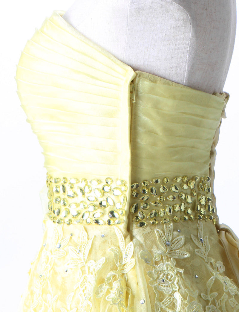 TWEED DRESS(ツイードドレス)のレモンイエローロングドレス・オーガンジー ｜TH1430-LYWのトルソー上半身側面画像です。
