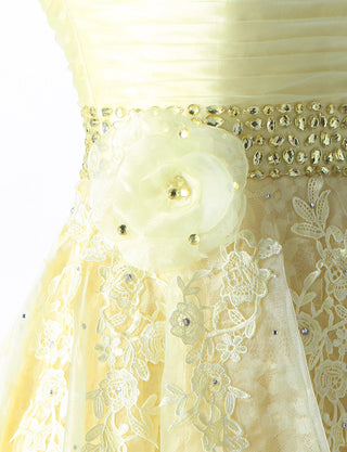 TWEED DRESS(ツイードドレス)のレモンイエローロングドレス・オーガンジー ｜TH1430-LYWの付属コサージュ拡大画像です。