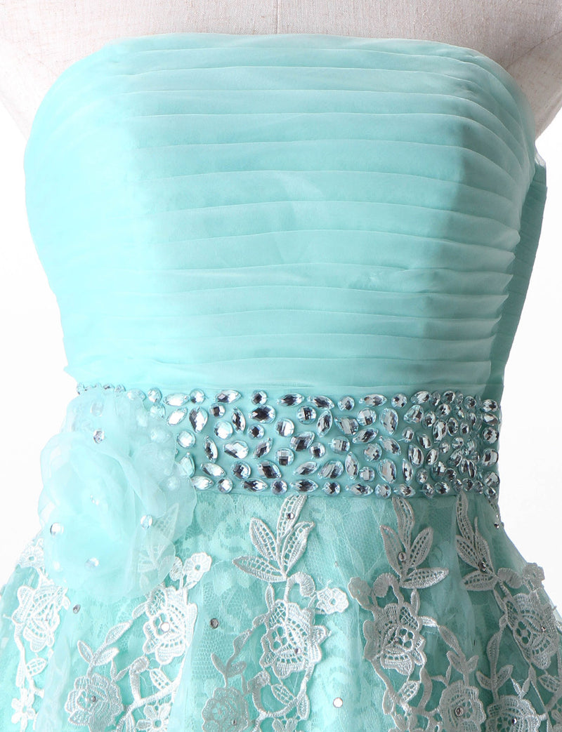 TWEED DRESS(ツイードドレス)のアクアミントロングドレス・オーガンジー ｜TH1430-AMTのトルソー上半身正面画像です。
