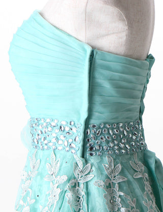 TWEED DRESS(ツイードドレス)のアクアミントロングドレス・オーガンジー ｜TH1430-AMTのトルソー上半身側面画像です。