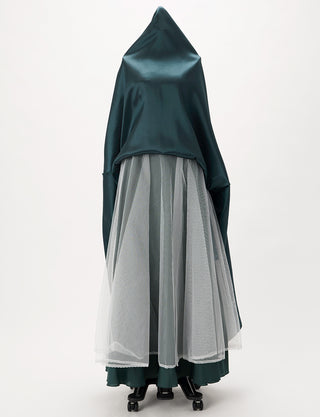 TWEED DRESS(ツイードドレス)のグリーンブラックロングドレス・タフタ｜TH1432-1-GNBKのスカートパニエ画像です。