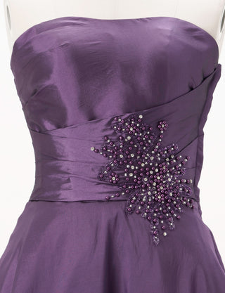 TWEED DRESS(ツイードドレス)のプラムロングドレス・タフタ｜TH1432-1-PMのトルソー上半身正面画像です。