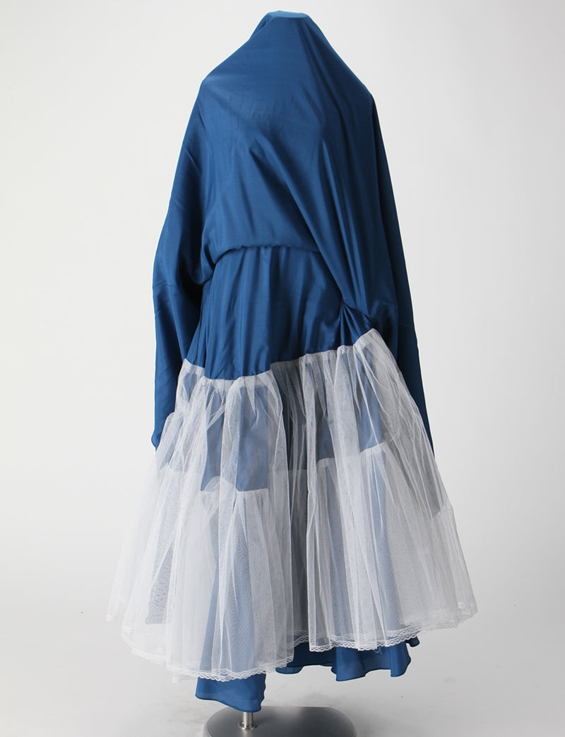 TWEED DRESS(ツイードドレス)のディープブルーロングドレス・タフタ｜TH1432-DBLのスカートパニエ画像です。