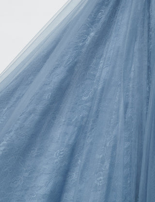 TWEED DRESS(ツイードドレス)のブルーグレーロングドレス・チュール｜TH1454-BLGYのスカート生地拡大画像です。