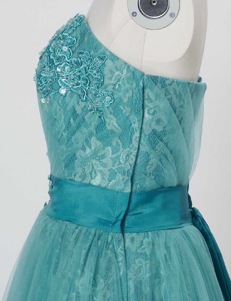 TWEED DRESS(ツイードドレス)のアクアミントロングドレス・チュール｜TH1454-AMTのトルソー上半身側面画像です。