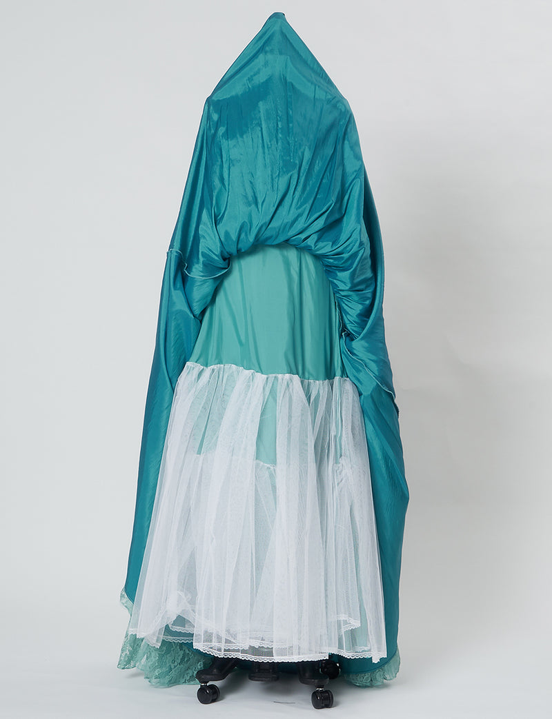 TWEED DRESS(ツイードドレス)のアクアミントロングドレス・チュール｜TH1454-AMTのスカートパニエ画像です。