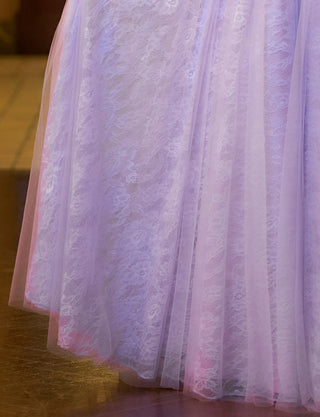 TWEED DRESS(ツイードドレス)のペールラベンダーロングドレス・チュール｜TH1454-PLVのスカート拡大画像です。