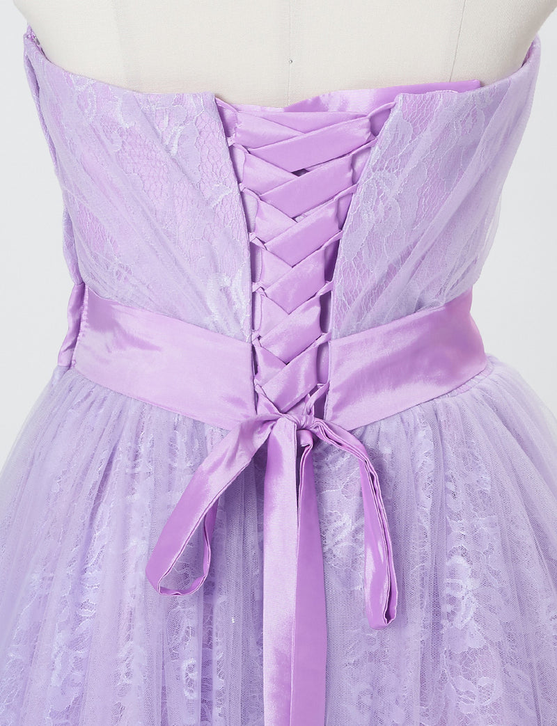 TWEED DRESS(ツイードドレス)のペールラベンダーロングドレス・チュール｜TH1454-PLVのトルソー上半身背面画像です。