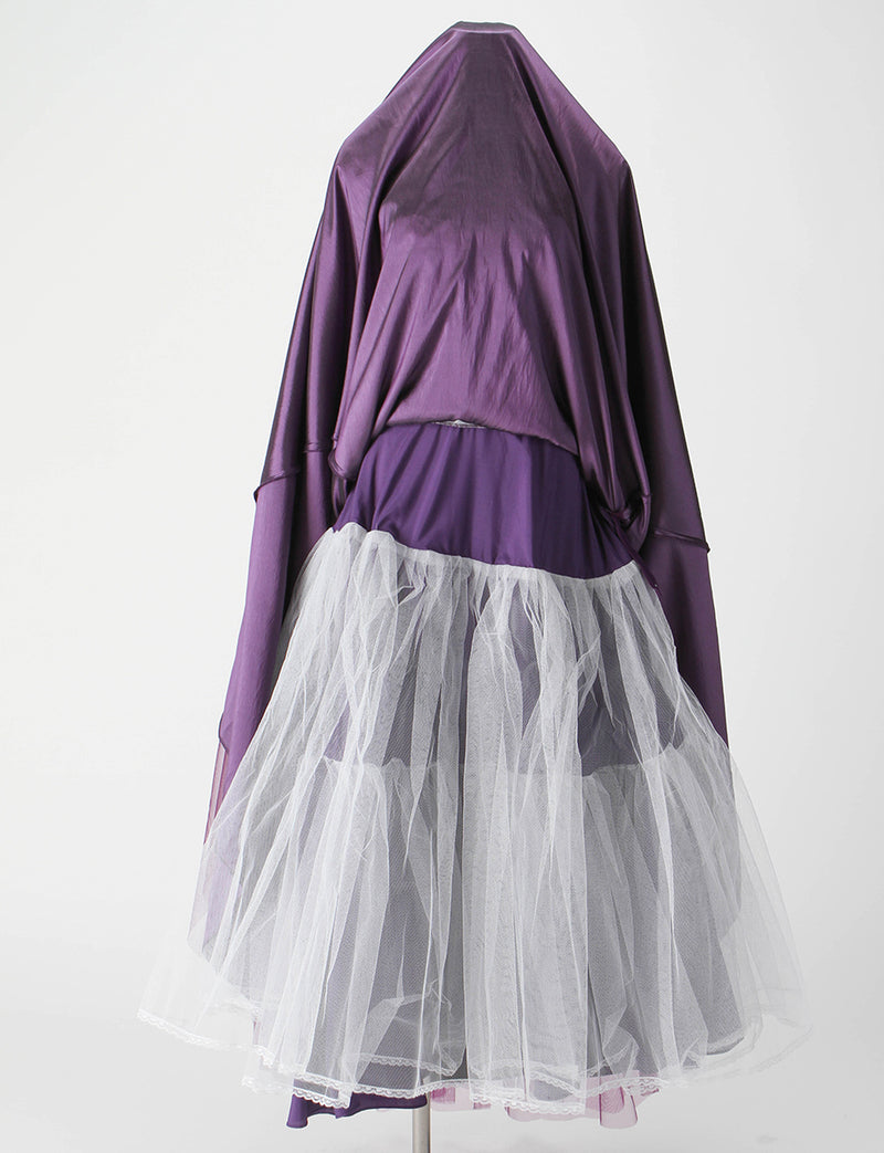 TWEED DRESS(ツイードドレス)のプラムロングドレス・チュール｜TM1602-PMのスカートパニエ画像です。