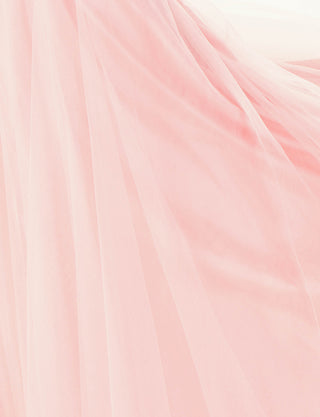TWEED DRESS(ツイードドレス)のペールピンクロングドレス・チュール｜TM1602-PPKのスカート生地拡大画像です。