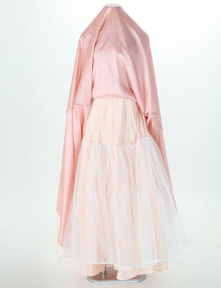 TWEED DRESS(ツイードドレス)のペールピンクロングドレス・チュール｜TM1602-PPKのスカートパニエ画像です。