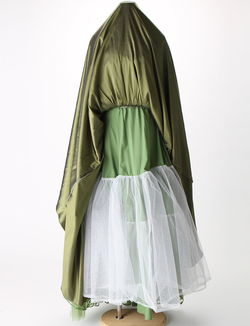 TWEED DRESS(ツイードドレス)のカーキロングドレス・チュール｜TM1612-KIのスカートパニエ画像です。