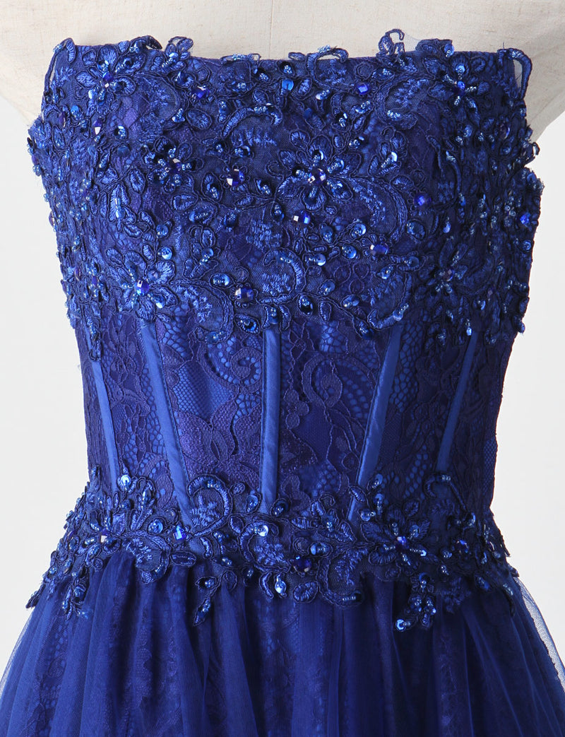 TWEED DRESS(ツイードドレス)のロイヤルブルーロングドレス・チュール｜TM1612-RBLのトルソー上半身正面画像です。
