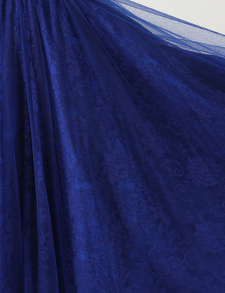 TWEED DRESS(ツイードドレス)のロイヤルブルーロングドレス・チュール｜TM1612-RBLのスカート生地拡大画像です。