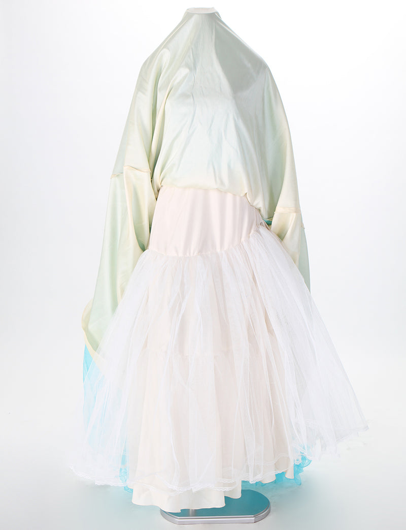 TWEED DRESS(ツイードドレス)のアクアブルーロングドレス・チュール｜TM1619-ABLのスカートパニエ画像です。