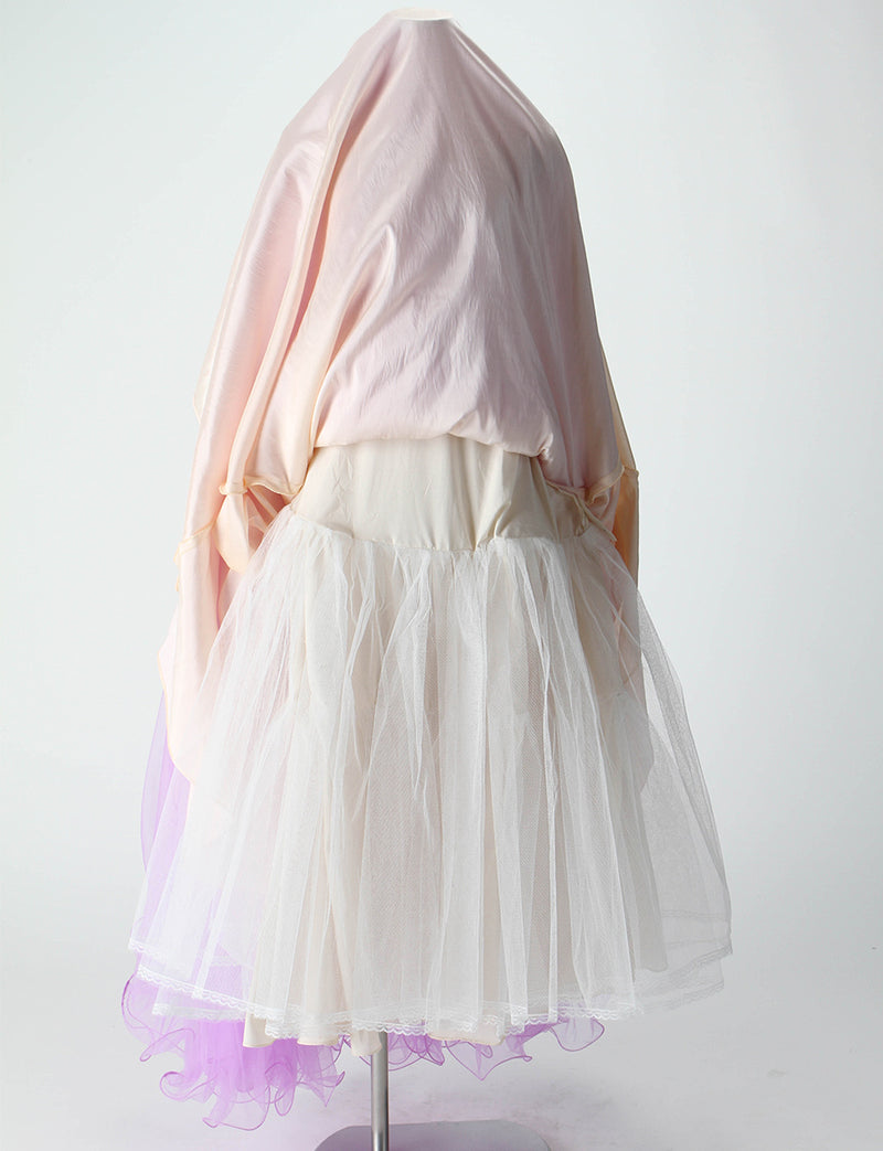 TWEED DRESS(ツイードドレス)のピンキーパープルロングドレス・チュール｜TM1619-PPEのスカートパニエ画像です。