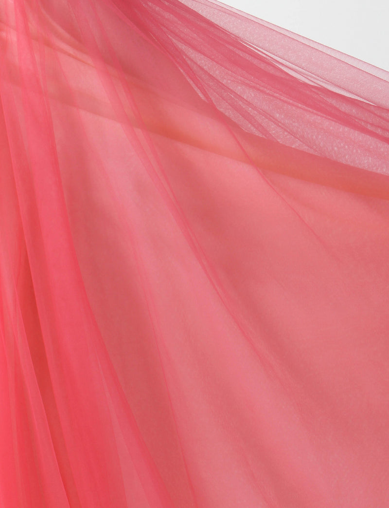 TWEED DRESS(ツイードドレス)のルージュピンクロングドレス・チュール｜TM1619-RPKのスカート生地拡大画像です。