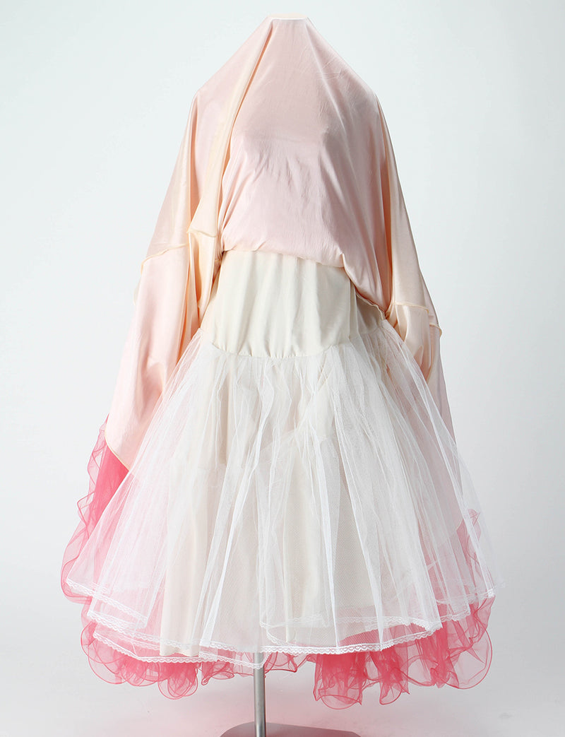 TWEED DRESS(ツイードドレス)のルージュピンクロングドレス・チュール｜TM1619-RPKのスカートパニエ画像です。