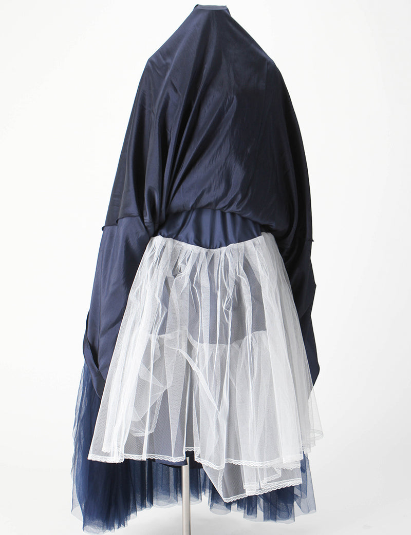 TWEED DRESS(ツイードドレス)のダークネイビーロングドレス・チュール｜TM1659-DNYのスカートパニエ画像です。