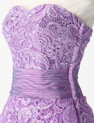 TWEED DRESS(ツイードドレス)のピンキーパープルロングドレス・チュール｜TM1659-PPEのトルソー上半身斜め画像です。
