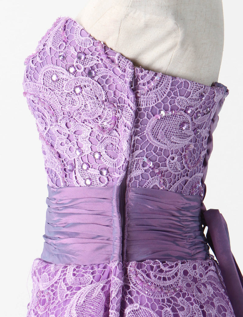 TWEED DRESS(ツイードドレス)のピンキーパープルロングドレス・チュール｜TM1659-PPEのトルソー上半身側面画像です。