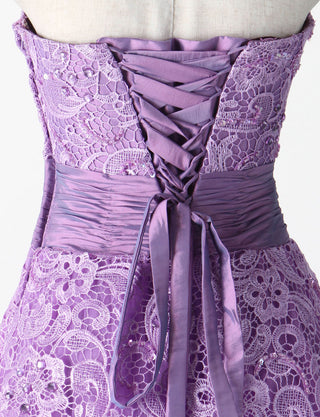 TWEED DRESS(ツイードドレス)のピンキーパープルロングドレス・チュール｜TM1659-PPEのトルソー上半身背面画像です。