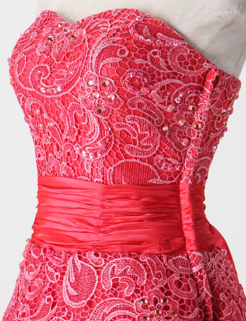 TWEED DRESS(ツイードドレス)のルージュピンクロングドレス・チュール｜TM1659-RPKのトルソー上半身斜め画像です。