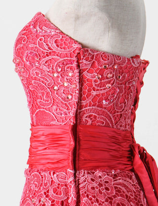 TWEED DRESS(ツイードドレス)のルージュピンクロングドレス・チュール｜TM1659-RPKのトルソー上半身側面画像です。