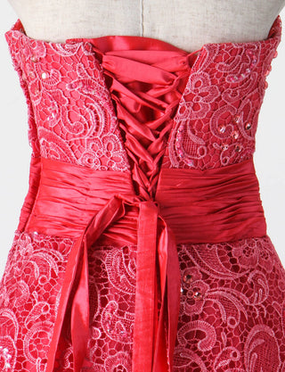 TWEED DRESS(ツイードドレス)のルージュピンクロングドレス・チュール｜TM1659-RPKのトルソー上半身背面画像です。
