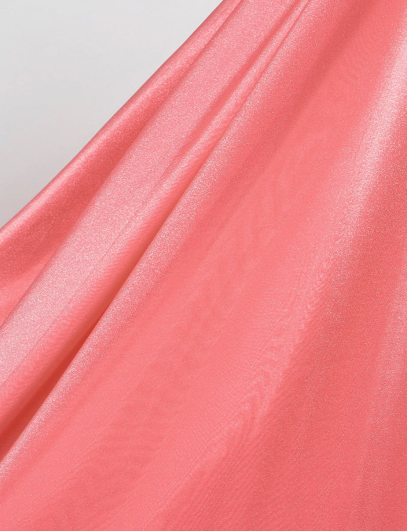 TWEED DRESS(ツイードドレス)のコーラルピンクロングドレス・オーガンジー｜TM1675-CPKのスカート生地拡大画像です。