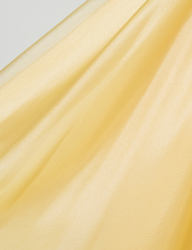 TWEED DRESS(ツイードドレス)のクロームイエローロングドレス・オーガンジー｜TM1675-CYWのスカート生地拡大画像です。