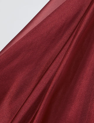 TWEED DRESS(ツイードドレス)のワインレッドロングドレス・オーガンジー｜TM1675-WRDのスカート生地拡大画像です。
