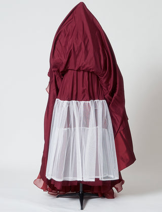 TWEED DRESS(ツイードドレス)のワインレッドロングドレス・オーガンジー｜TM1675-WRDのスカートパニエ画像です。
