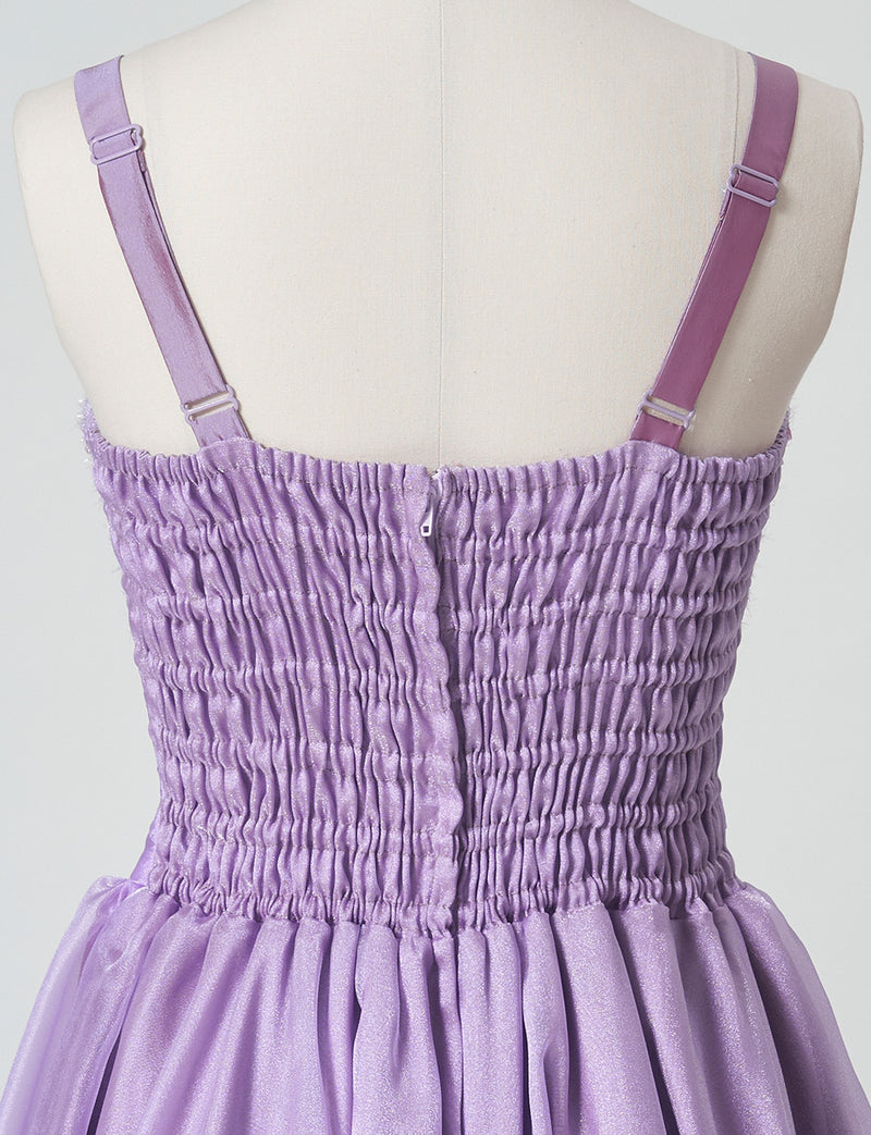 TWEED DRESS(ツイードドレス)のラベンダーロングドレス・オーガンジー｜TM1675-LVのトルソー上半身背面画像です。