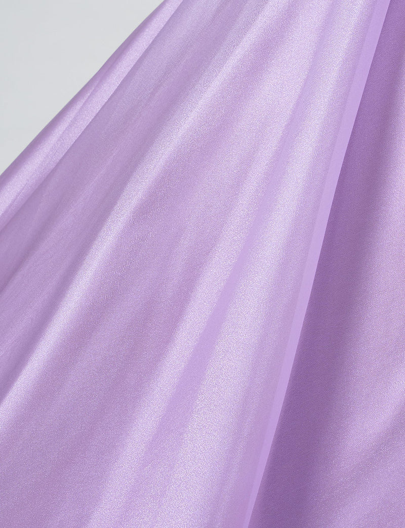 TWEED DRESS(ツイードドレス)のラベンダーロングドレス・オーガンジー｜TM1675-LVのスカート生地拡大画像です。