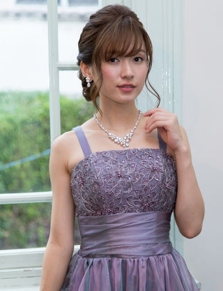 TWEED DRESS(ツイードドレス)のパープルレインロングドレス・オーガンジー｜TM1675-PERNの上半身正面画像です。