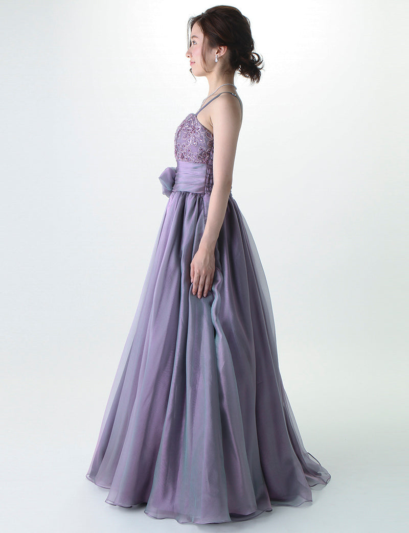 TWEED DRESS(ツイードドレス)のパープルレインロングドレス・オーガンジー｜TM1675-PERNの全身側面画像です。