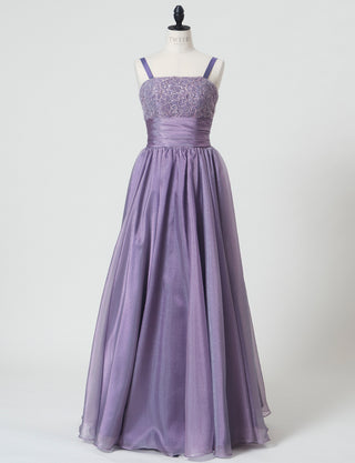 TWEED DRESS(ツイードドレス)のパープルレインロングドレス・オーガンジー｜TM1675-PERNのトルソー全身正面画像です。