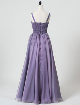 TWEED DRESS(ツイードドレス)のパープルレインロングドレス・オーガンジー｜TM1675-PERNのトルソー全身背面画像です。