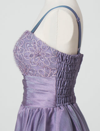 TWEED DRESS(ツイードドレス)のパープルレインロングドレス・オーガンジー｜TM1675-PERNのトルソー上半身側面画像です。