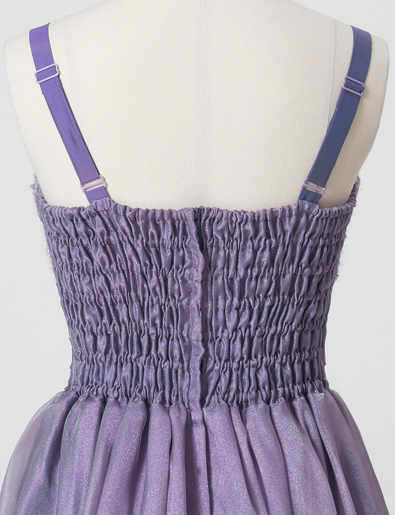 TWEED DRESS(ツイードドレス)のパープルレインロングドレス・オーガンジー｜TM1675-PERNのトルソー上半身背面画像です。
