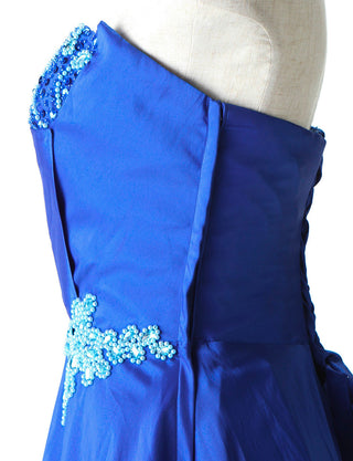 TWEED DRESS(ツイードドレス)のロイヤルブルーロングドレス・タフタ｜TM1691-RBLのトルソー上半身側面画像です。