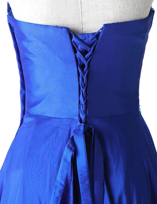 TWEED DRESS(ツイードドレス)のロイヤルブルーロングドレス・タフタ｜TM1691-RBLのトルソー上半身背面画像です。