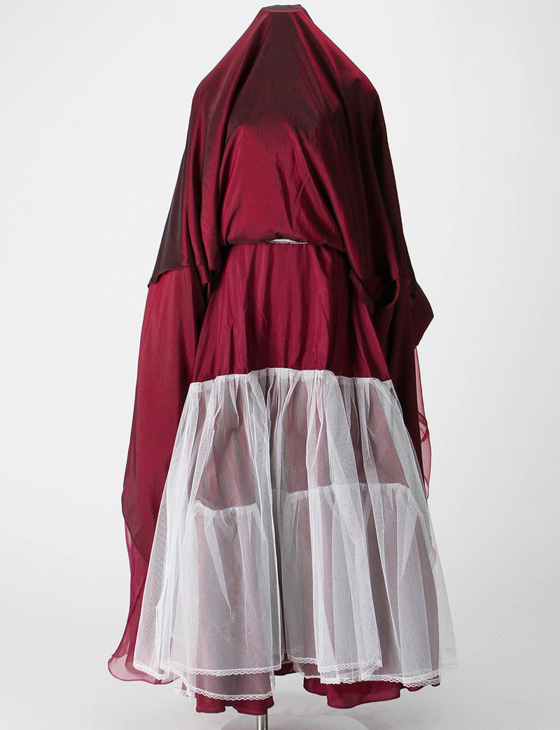 TWEED DRESS(ツイードドレス)のワインレッドロングドレス・チュール｜TM1616-WRDのスカートパニエ画像です。