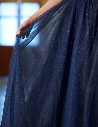  TWEED DRESS(ツイードドレス)のダークネイビーロングドレス・チュール｜TN2001-DNYのスカート拡大画像です。