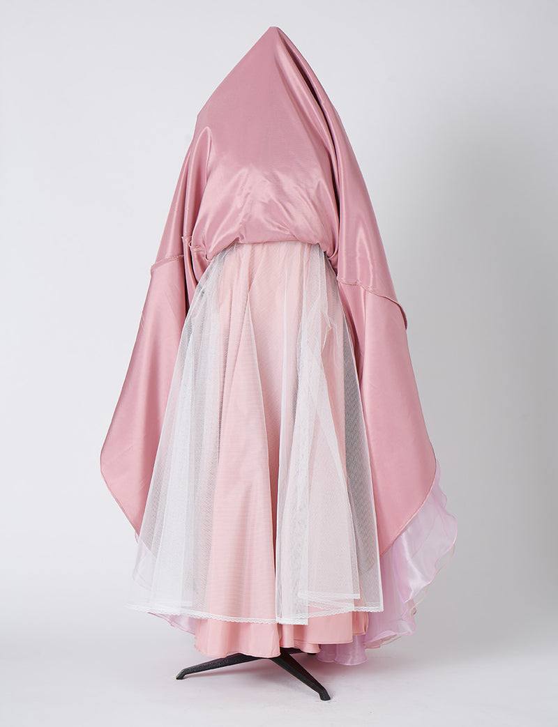 TWEED DRESS(ツイードドレス)のスモーキーピンクロングドレス・チュール｜TN2001-SYPKのスカートパニエ画像です。
